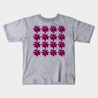 Dark Pink Cosmos Flowers Pattern Kids T-Shirt